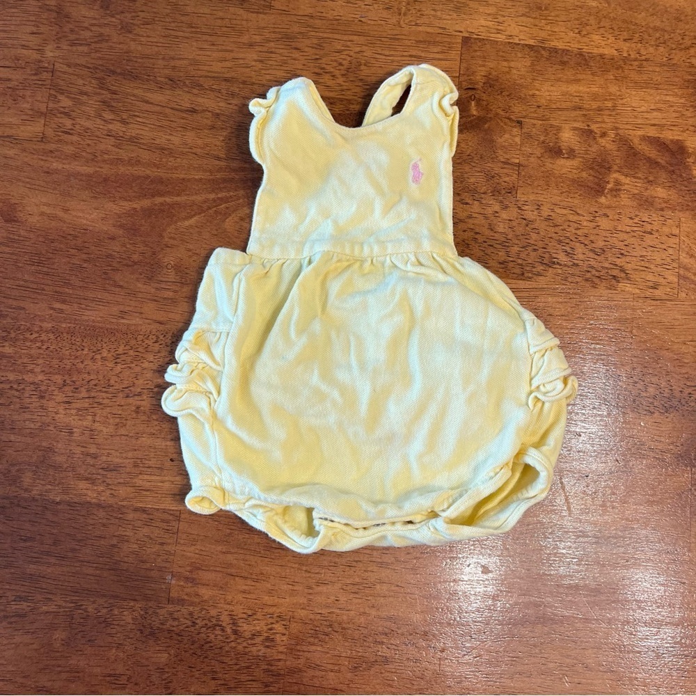 Ralph Lauren yellow 100% cotton ruffle butt romper size 6 months
